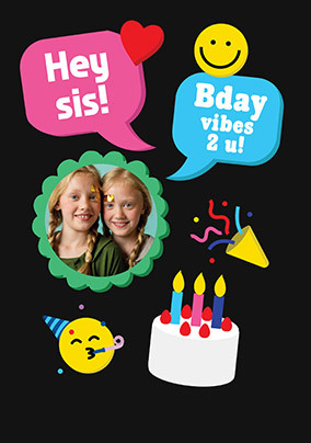 Sister Text Message Photo Birthday Card