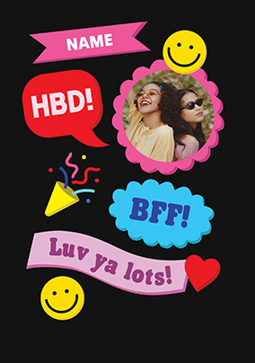 HBD BFF Text Message Birthday Card