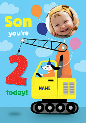 Son 2nd Birthday Crane Dog Photo Card