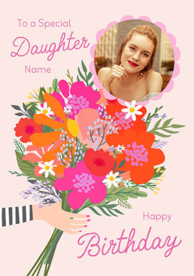 Bouquet Daughter Photo Birthday Card