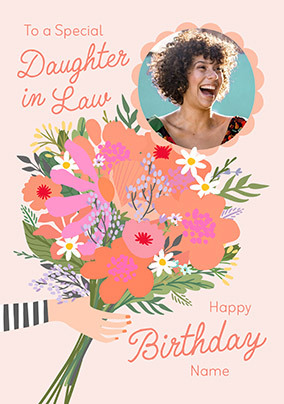 Bouquet Daughter-In-Law Photo Birthday Card