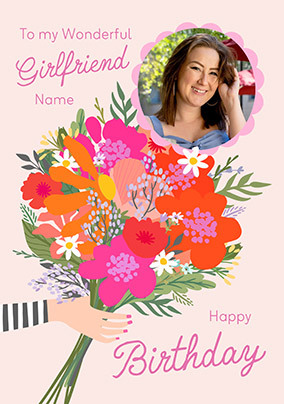 Bouquet Girlfriend Photo Birthday Card