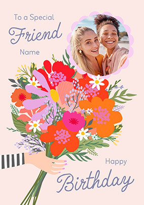 Bouquet Friend Photo Birthday Card