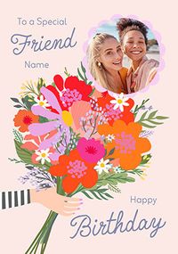 Tap to view Bouquet Friend Photo Birthday Card