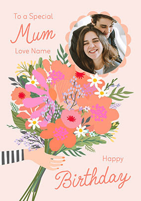 Bouquet Mum Photo Birthday Card