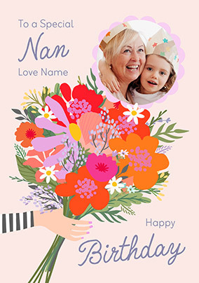 Bouquet Nan Photo Birthday Card