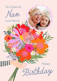 Tap to view Bouquet Nan Photo Birthday Card