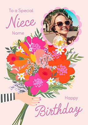 Bouquet Niece Photo Birthday Card