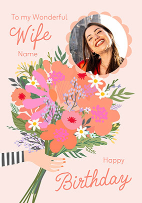 Bouquet Wife Photo Birthday Card