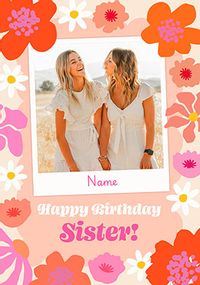 Tap to view Floral Polaroid Sister Photo Birthday Card