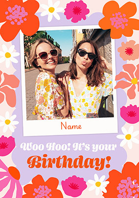 Floral Polaroid Photo Birthday Card