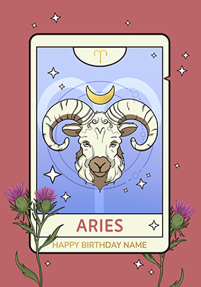 Aries Star Sign Personalised Birthday Card