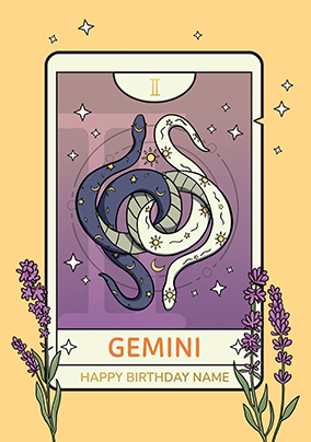 Gemini Star Sign Personalised Birthday Card