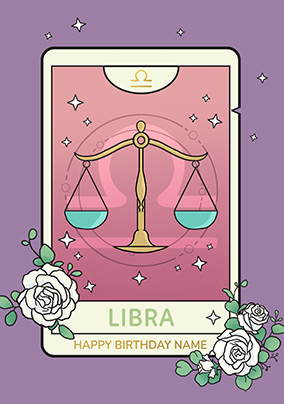 Libra Star Sign Personalised Birthday Card