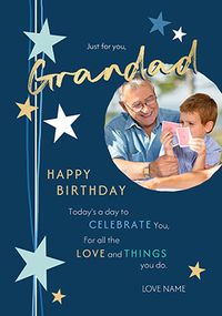 Tap to view Just For You Grandad Starry Birthday Photo Card