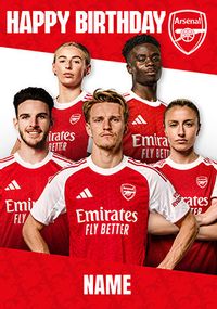 Tap to view Arsenal Male And Female Football Players Birthday Card