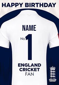 Tap to view No. 1 England Cricket Fan T-shirt Birthday Card