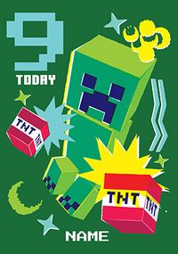 Tap to view Minecraft Creeper 9 Today Birthday Cards