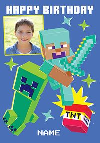 Tap to view Minecraft Diamond Armour Birthday Photo Card