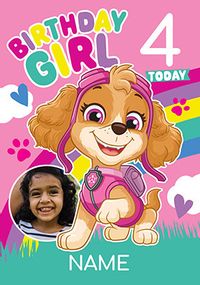 Tap to view Paw Patrol Birthday Girl Age 4 Birthday Photo Card