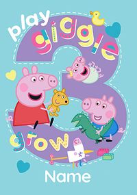 Tap to view Peppa Pig Play Giggle Grow Age 3 Birthday Card