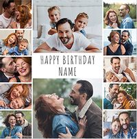 Tap to view Simple 12 Photo Square Birthday Card