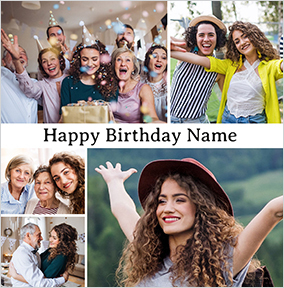 Simple 5 Photo Square Birthday card