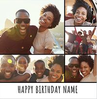 Tap to view Simple 5 Photo Square Personalised Birthday Card