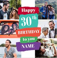 Tap to view 30th Birthday 6 Photo Square Card