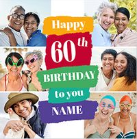 Tap to view 60th Birthday 6 Photo Square Card