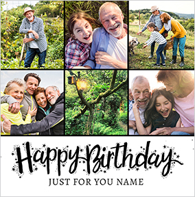 Just For You 6 Photo Square Happy Birthday Card