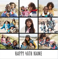 Tap to view 40th Birthday 9 Photo Square Card