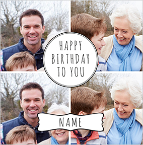 Happy Birthday To You 4 Photo Square Card