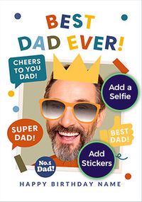 Tap to view Funky Faces Best Dad Ever Birthday Photo Card