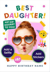 Tap to view Funky Faces Best Daughter Birthday Photo Card