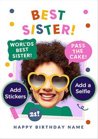 Tap to view Funky Faces Best Sister Birthday Photo Card