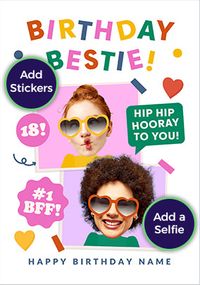 Tap to view Funky Faces Bestie 2 Photo Birthday Card