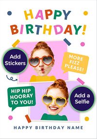 Tap to view Funky Faces 2 Photo Happy Birthday Card