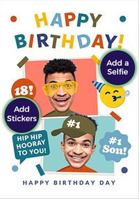 Tap to view Funky Faces 2 Photo Birthday Card