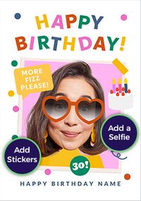 Tap to view Funky Faces Blouse Birthday Photo Card