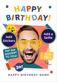 Tap to view Funky Faces Shirt Birthday Photo Card