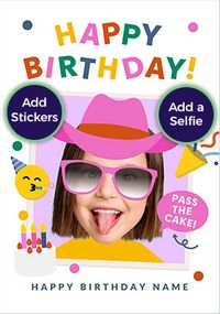 Tap to view Funky Faces Yellow Shirt Birthday Photo Card