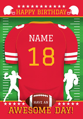 Personalised American Football Shirt Birthday Card