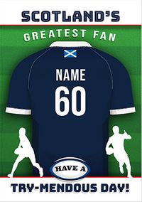 Tap to view Scotland's Greatest Fan Personalised Rugby Shirt Birthday Card