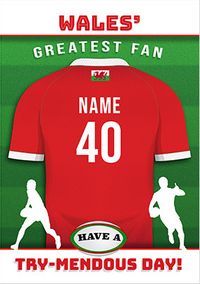 Tap to view Wales' Greatest Fan Personalised Rugby Shirt Birthday Card