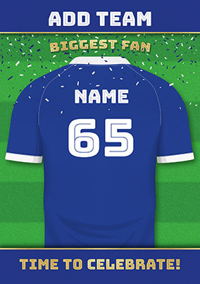 Blue Personalised Football Shirt Birthday Card