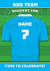 Tap to view Light Blue Personalised Football Shirt Birthday Card