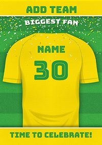 Tap to view Yellow Personalised Football Shirt Birthday Card