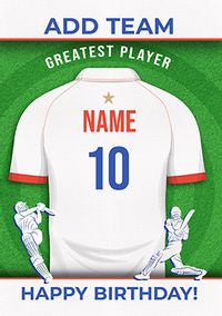 Tap to view Personalised Cricket Shirt Birthday Card