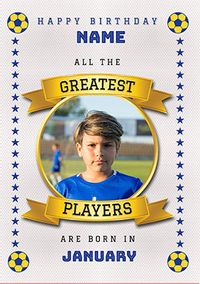 Tap to view Greatest Football Player Photo Upload White Birthday Card